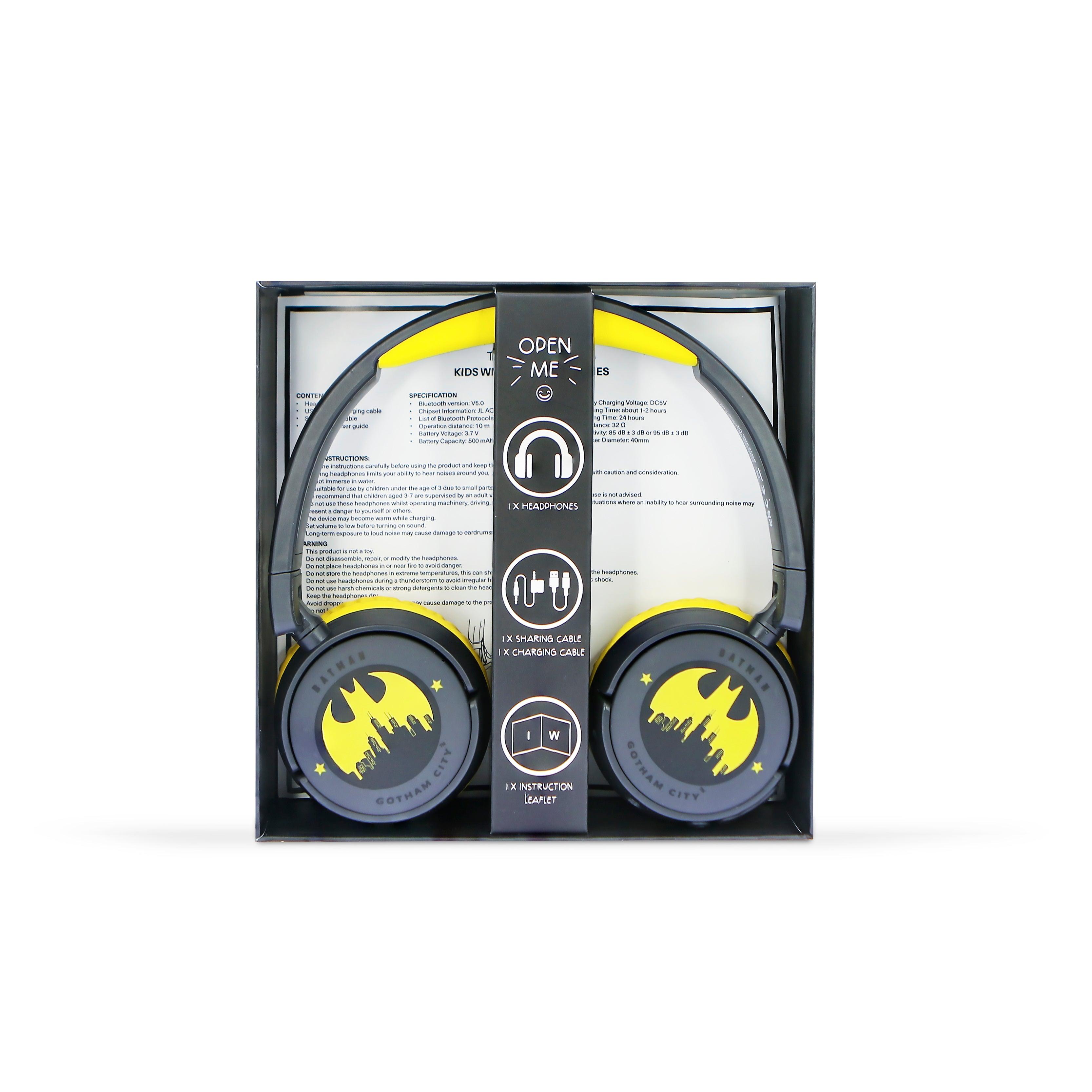 Batman Kids Wireless Headphones - Grey - childrensheadphones.co.uk