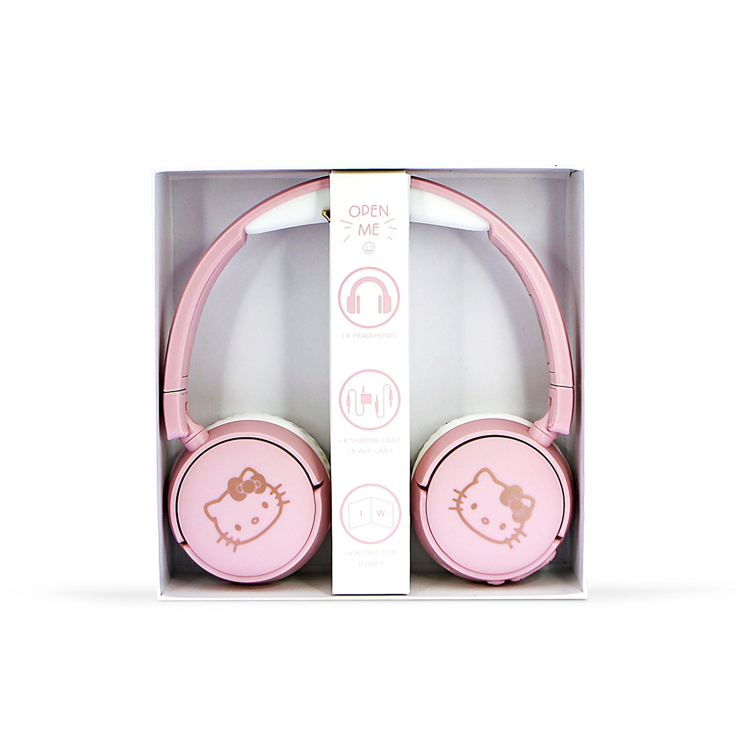 Hello Kitty Kids Wireless Headphones - Pink / Rose Gold - childrensheadphones.co.uk