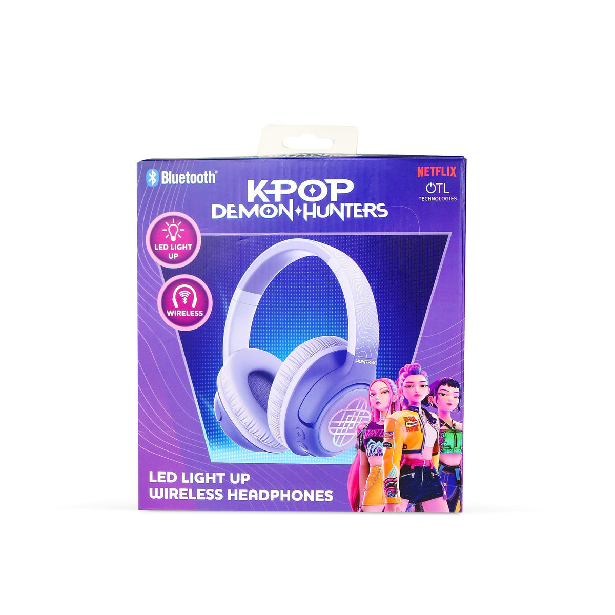 KPop Demon Hunters HUNTR/X LED Light-Up Wireless Bluetooth Headphones – Lilac