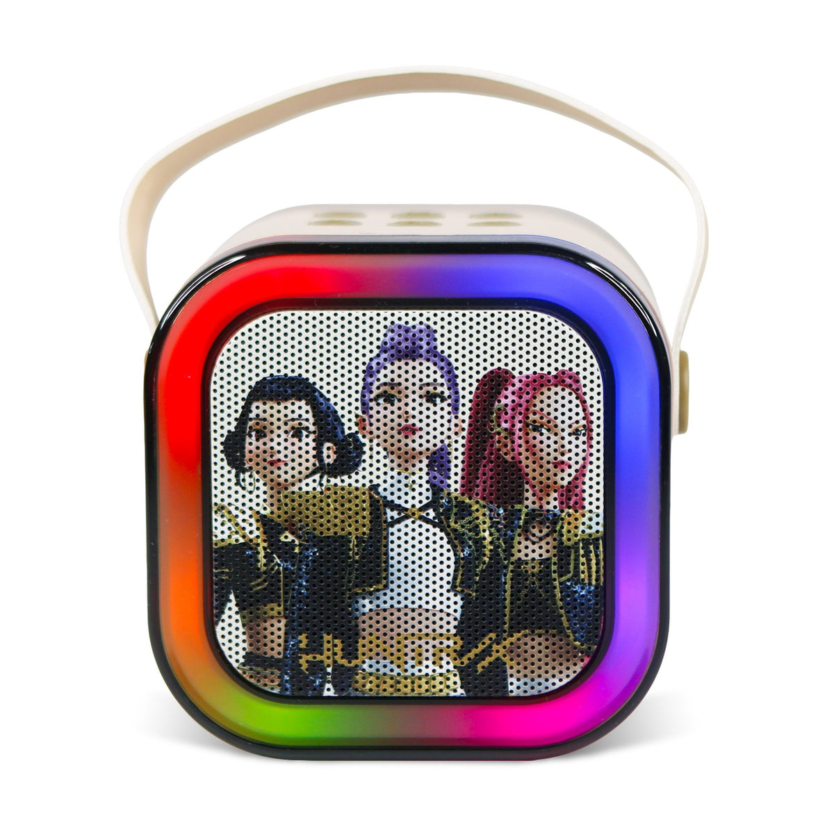 KPop Demon Hunters HUNTR/X Golden LED Wireless Karaoke Speaker Set with 2 Microphones – Cream