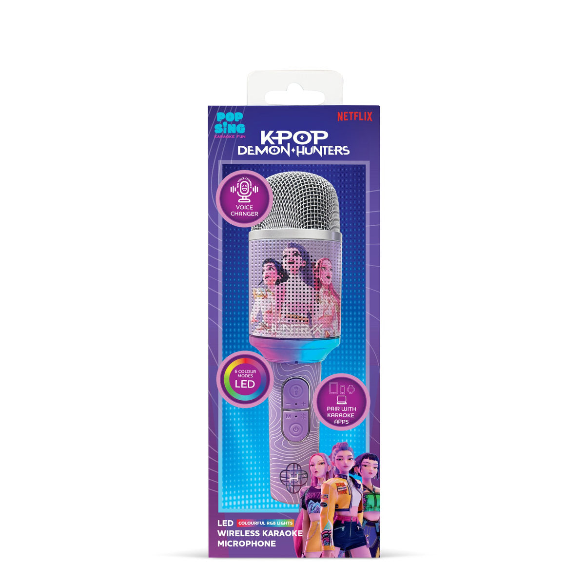 K-Pop Demon Hunters HUNTR/X PopSing KP9 LED Wireless Karaoke Microphone
