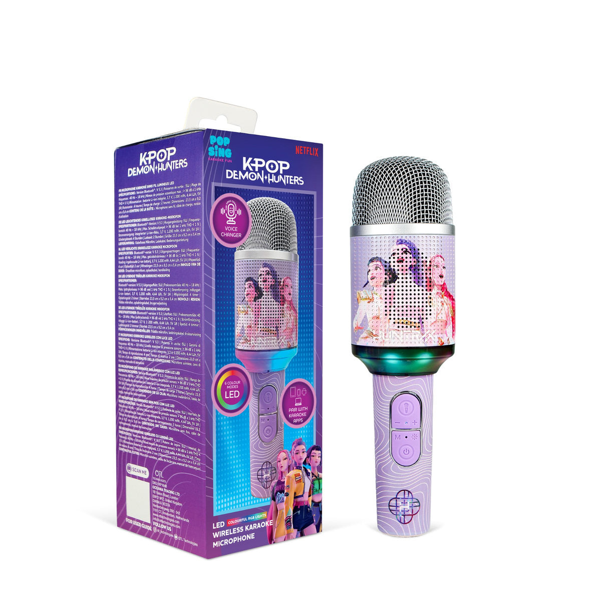 K-Pop Demon Hunters HUNTR/X PopSing KP9 LED Wireless Karaoke Microphone