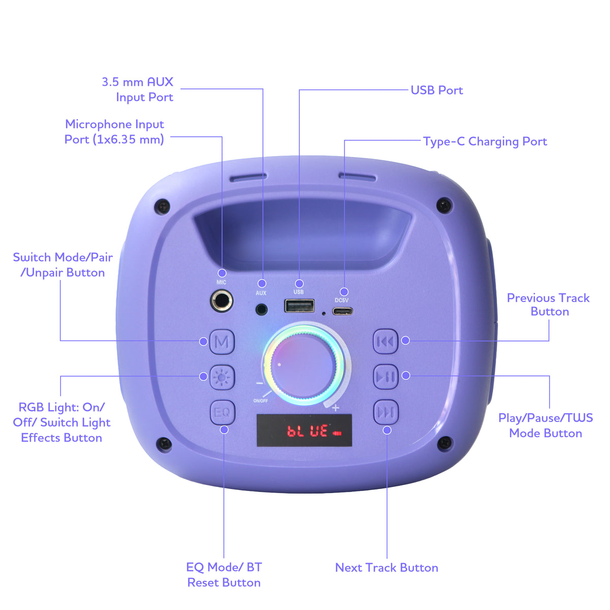 KPop Demon Hunters HUNTR/X PopSing Party Karaoke Set with 2 Wireless Microphones – Purple
