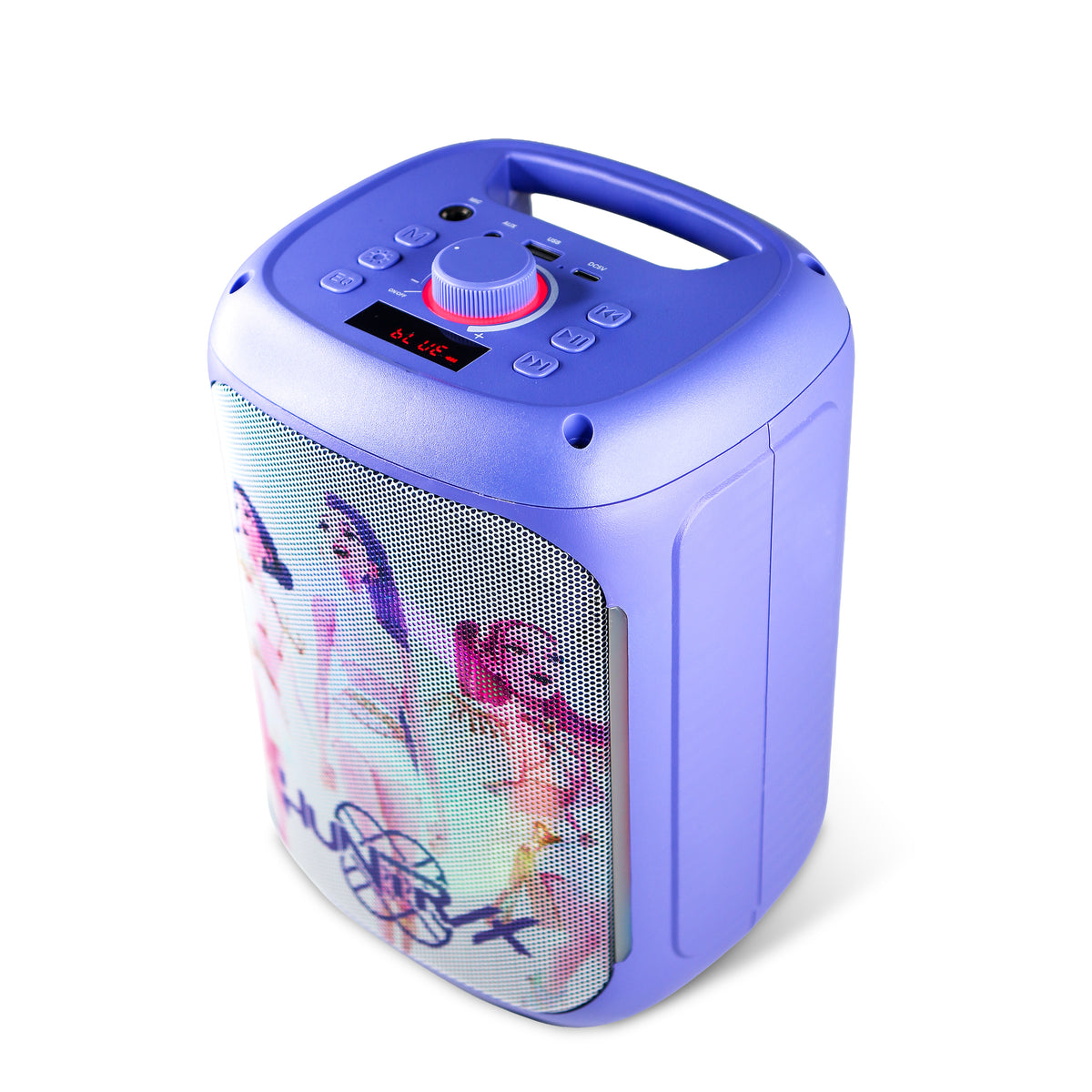 KPop Demon Hunters HUNTR/X PopSing Party Karaoke Set with 2 Wireless Microphones – Purple
