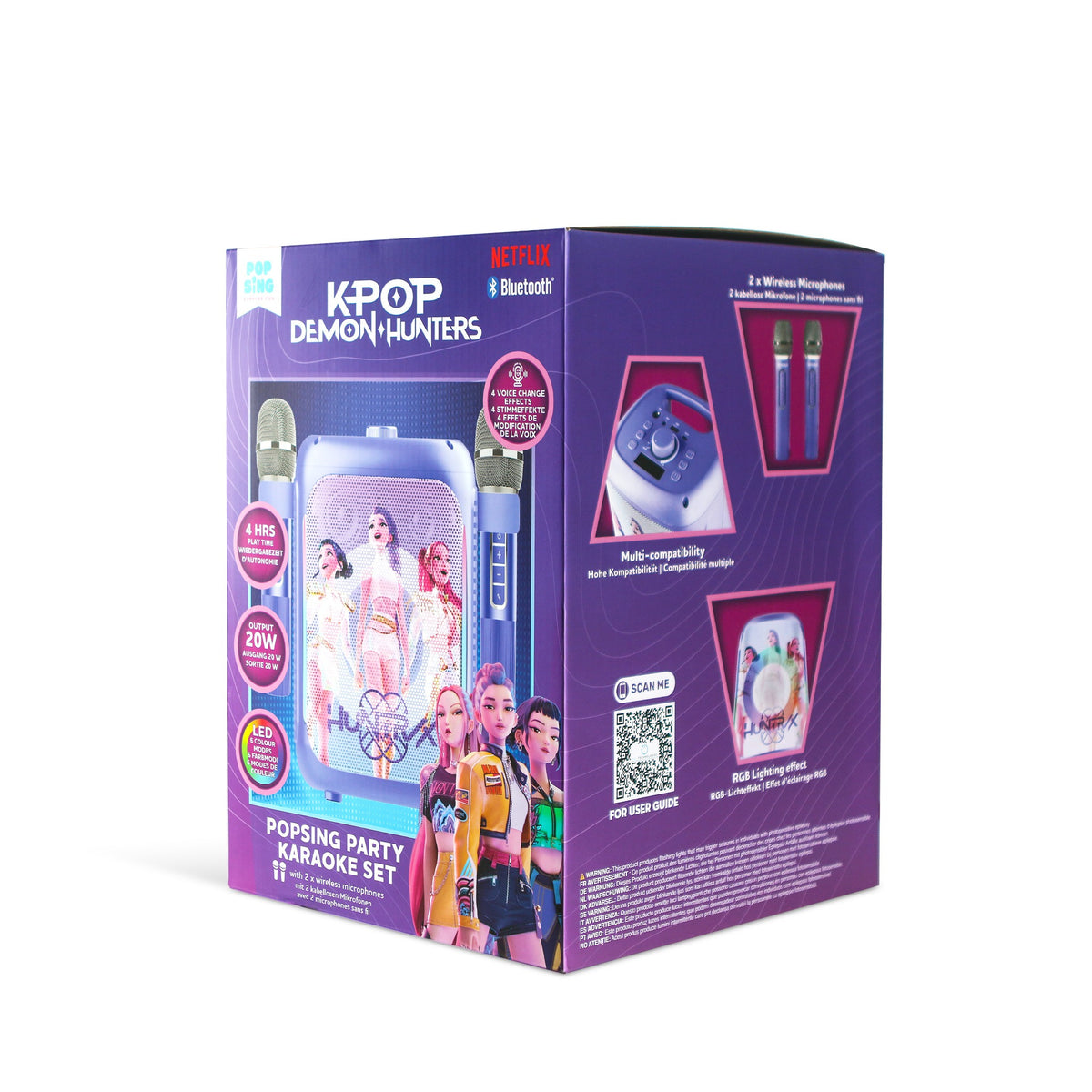 KPop Demon Hunters HUNTR/X PopSing Party Karaoke Set with 2 Wireless Microphones – Purple