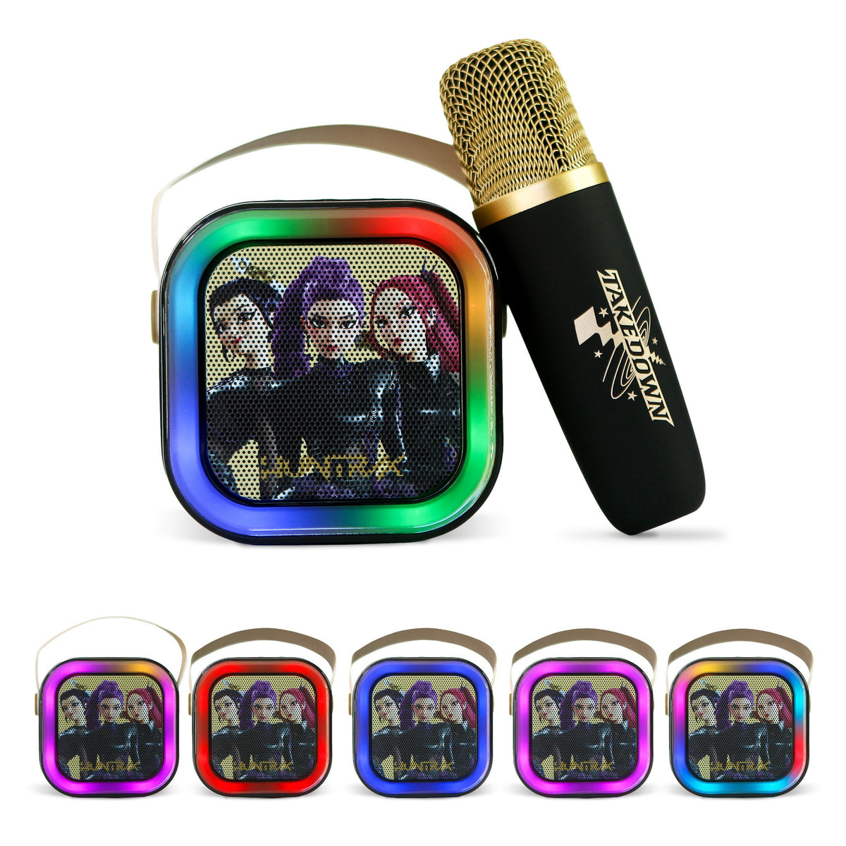 KPop Demon Hunters HUNTR/X LED Wireless Karaoke Speaker Set with 1 Microphone – Black
