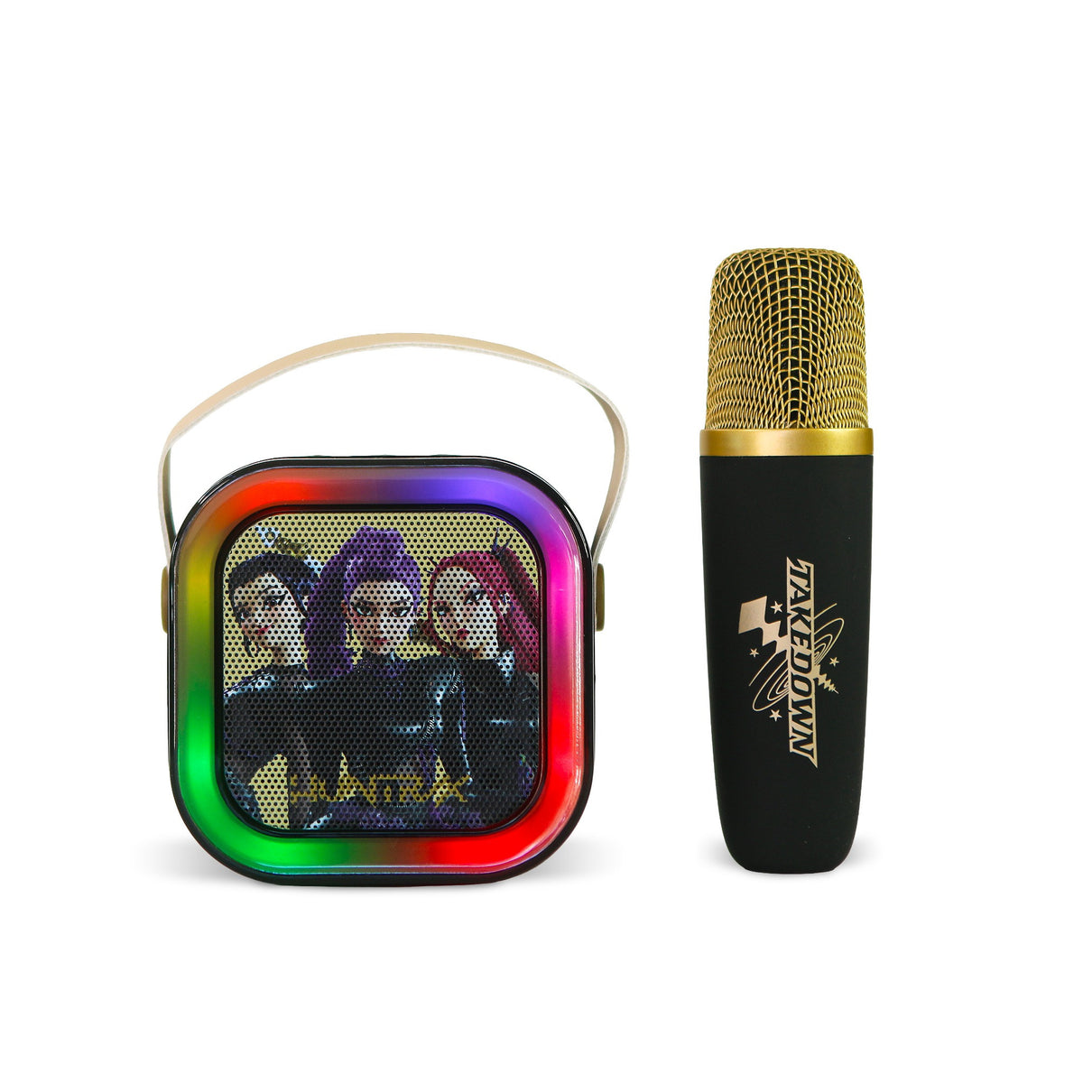 KPop Demon Hunters HUNTR/X LED Wireless Karaoke Speaker Set with 1 Microphone – Black