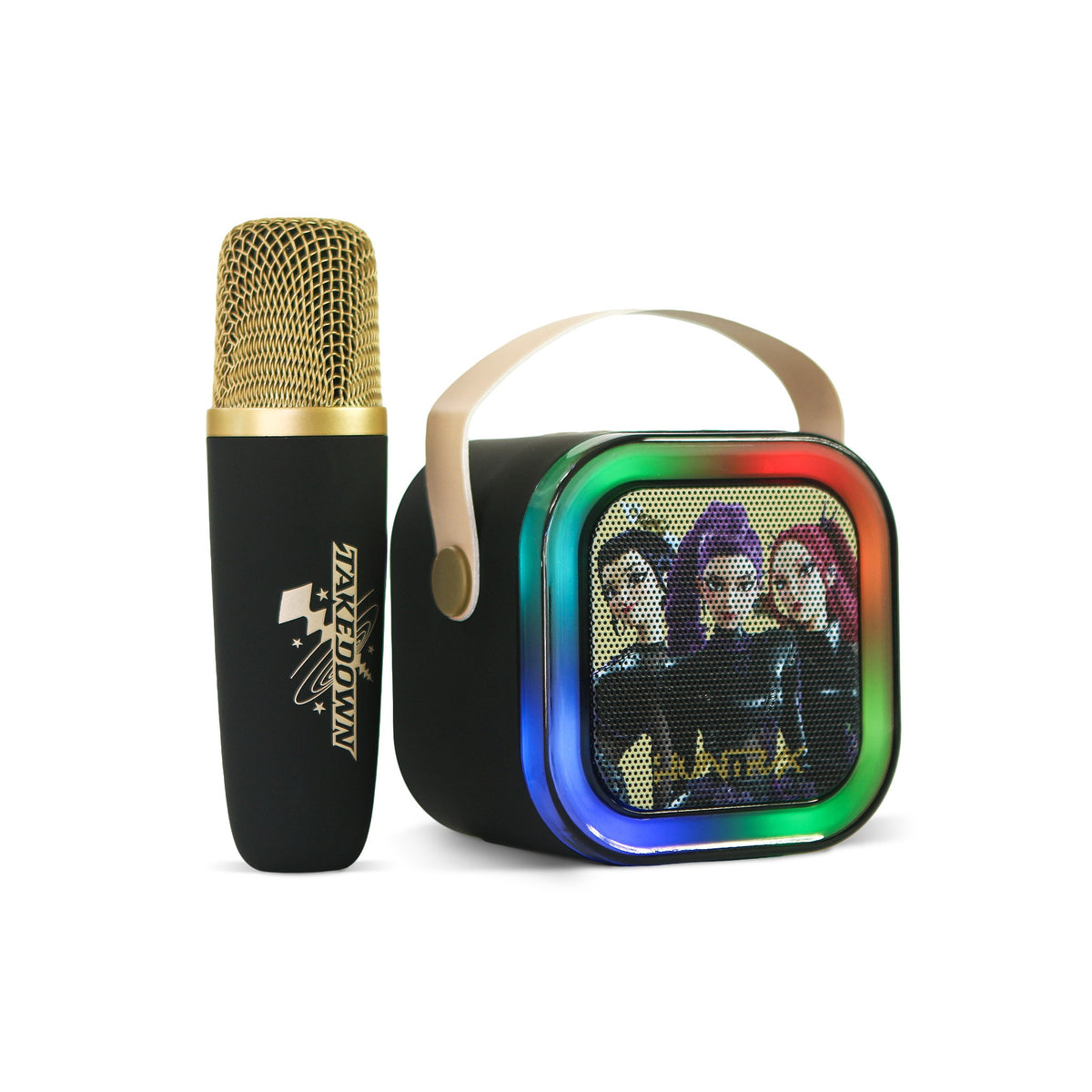 KPop Demon Hunters HUNTR/X LED Wireless Karaoke Speaker Set with 1 Microphone – Black
