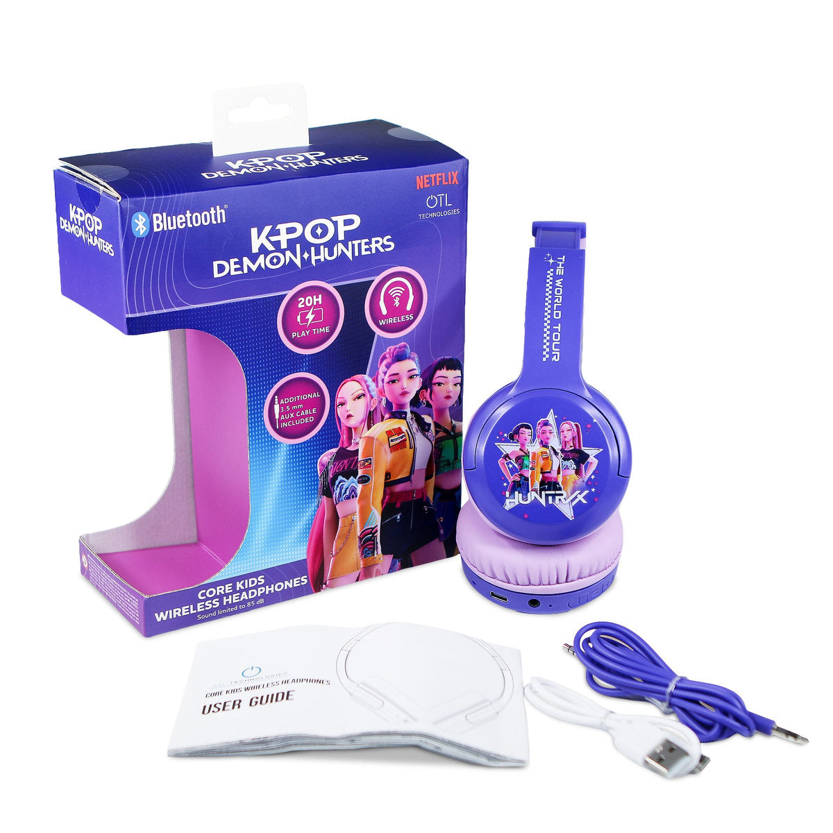 KPop Demon Hunters HUNTR/X Core Kids Wireless Bluetooth Headphones – Purple