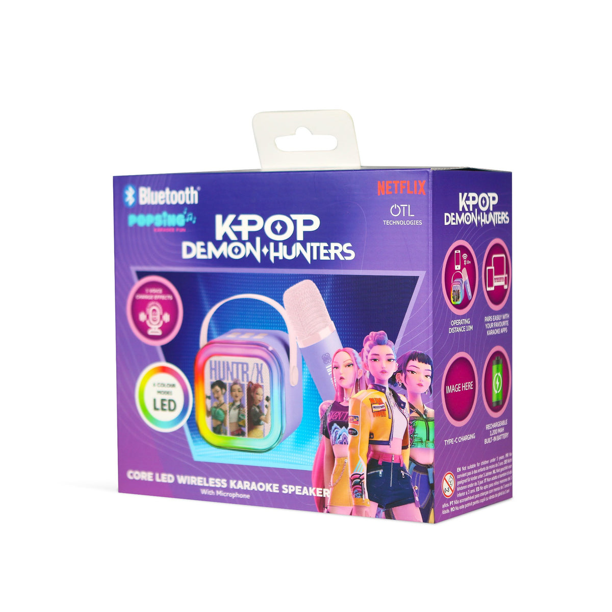 KPop Demon Hunters HUNTR/X LED Wireless Karaoke Speaker Set with 1 Microphone – Purple