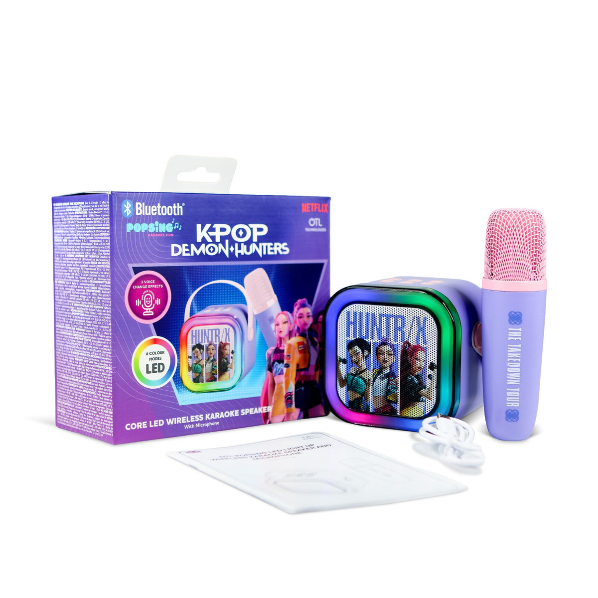 KPop Demon Hunters HUNTR/X LED Wireless Karaoke Speaker Set with 1 Microphone – Purple