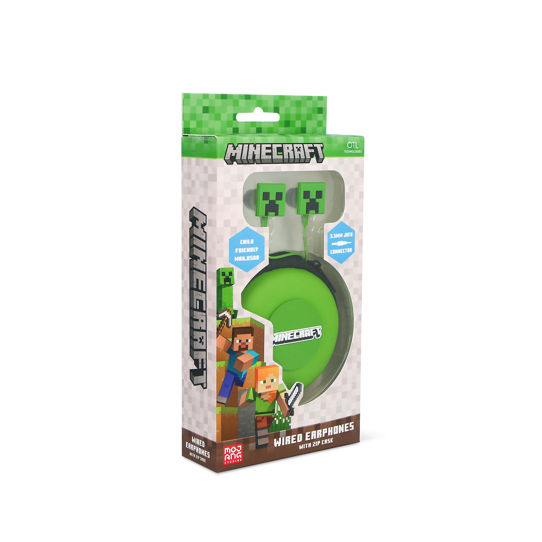 Minecraft Creeper Core Character Wired Earphones with Zip Case