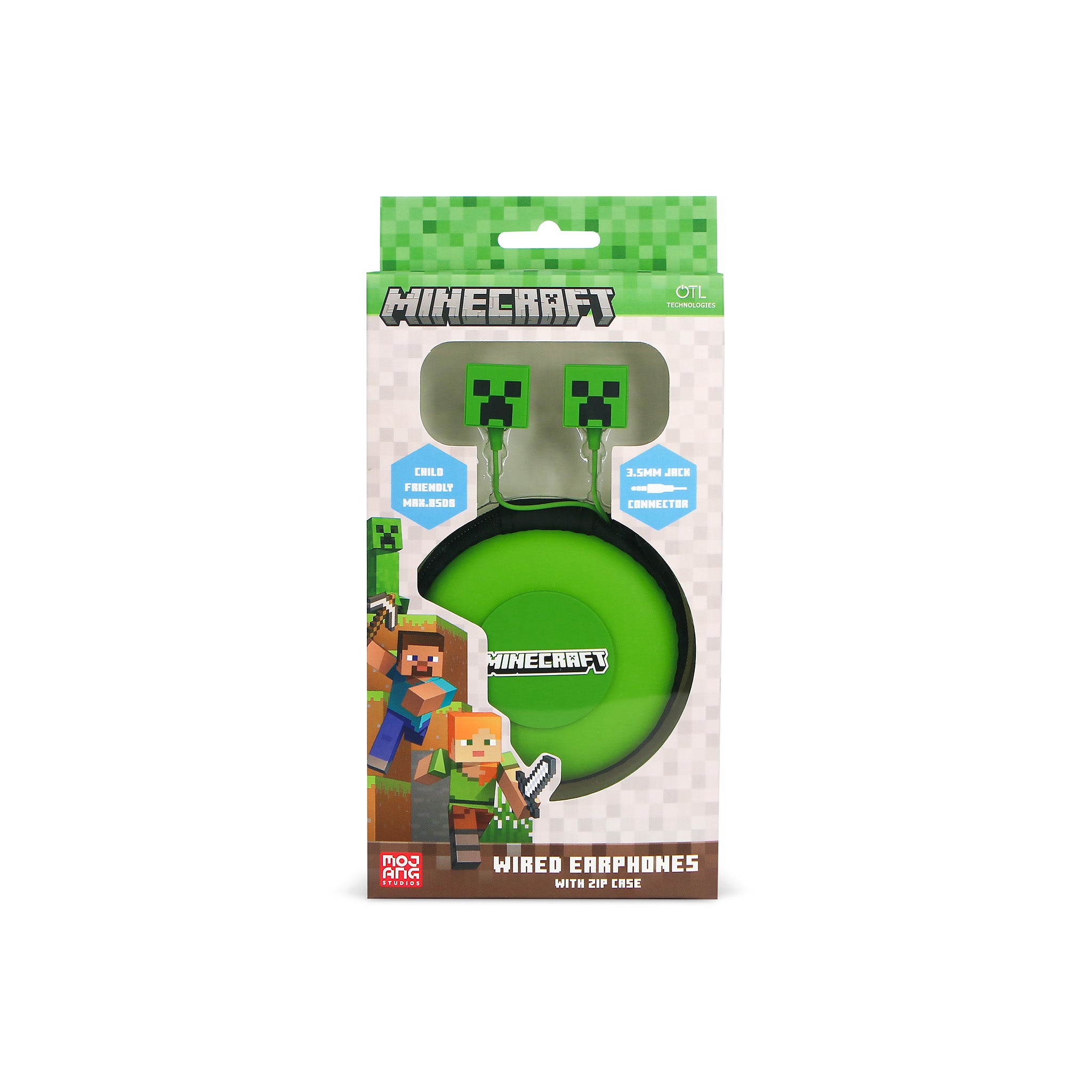 Minecraft Creeper Core Character Wired Earphones with Zip Case