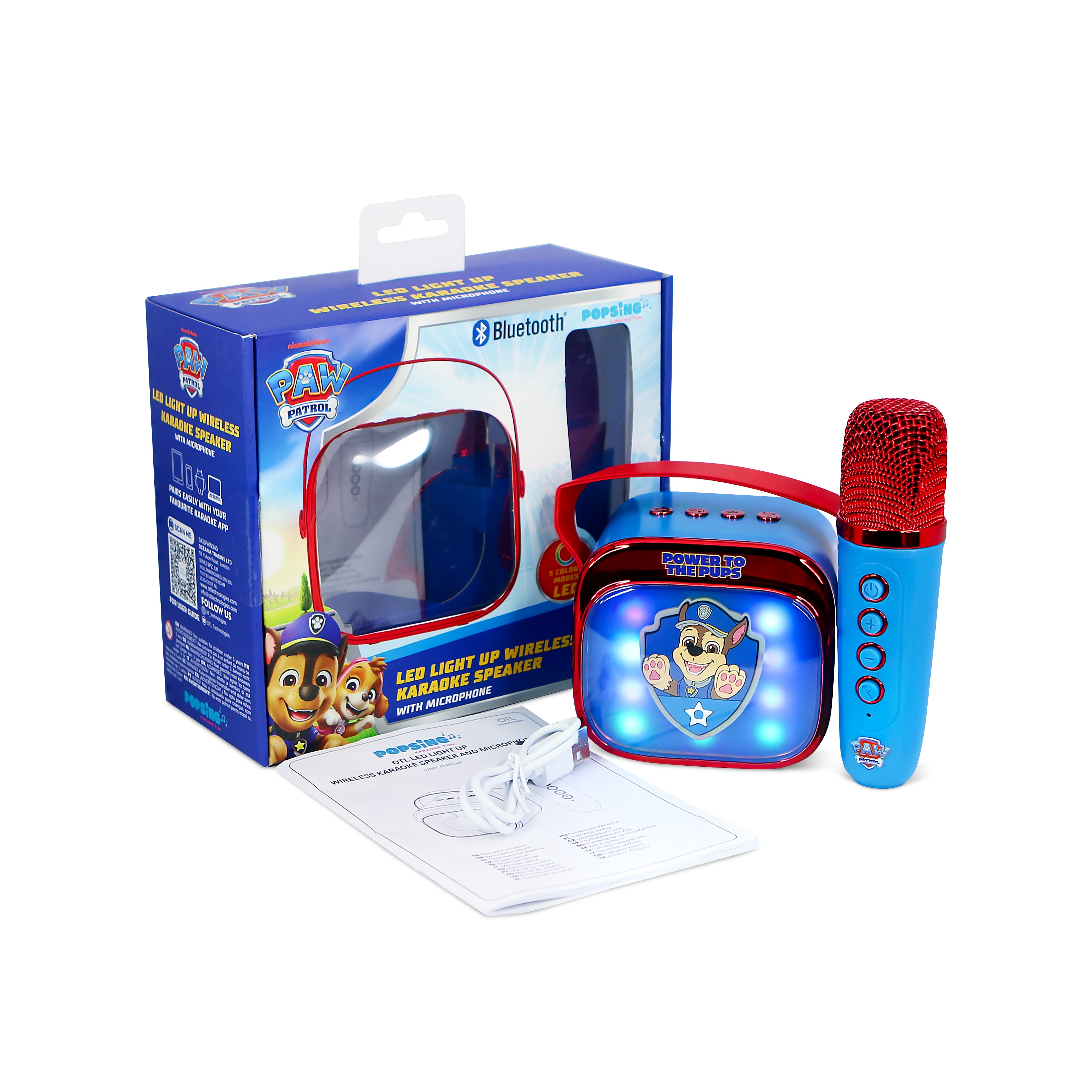 PAW Patrol PopSing LED Light-Up Wireless Karaoke Speaker & Microphone