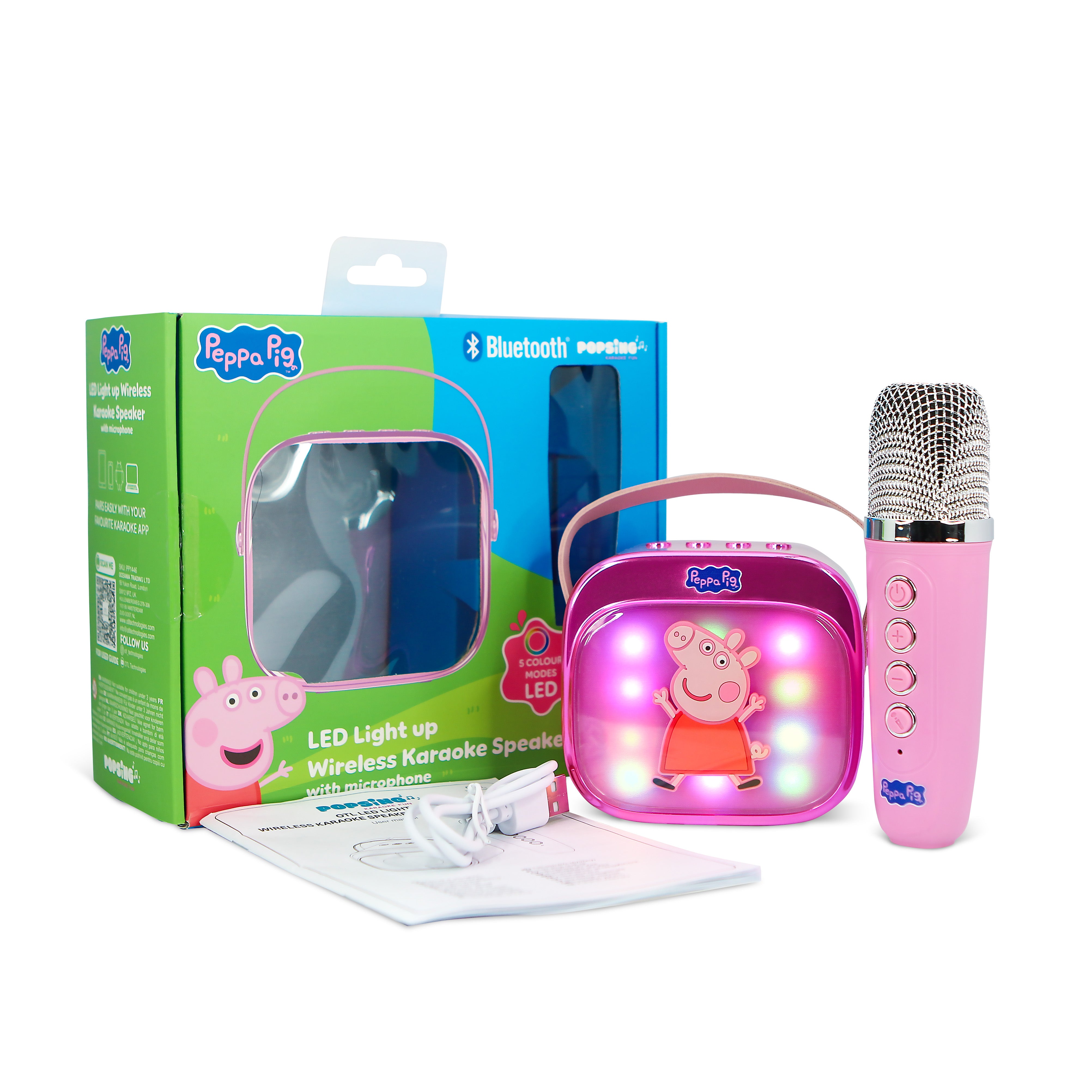 Peppa Pig PopSing LED Light-Up Wireless Karaoke Speaker & Microphone