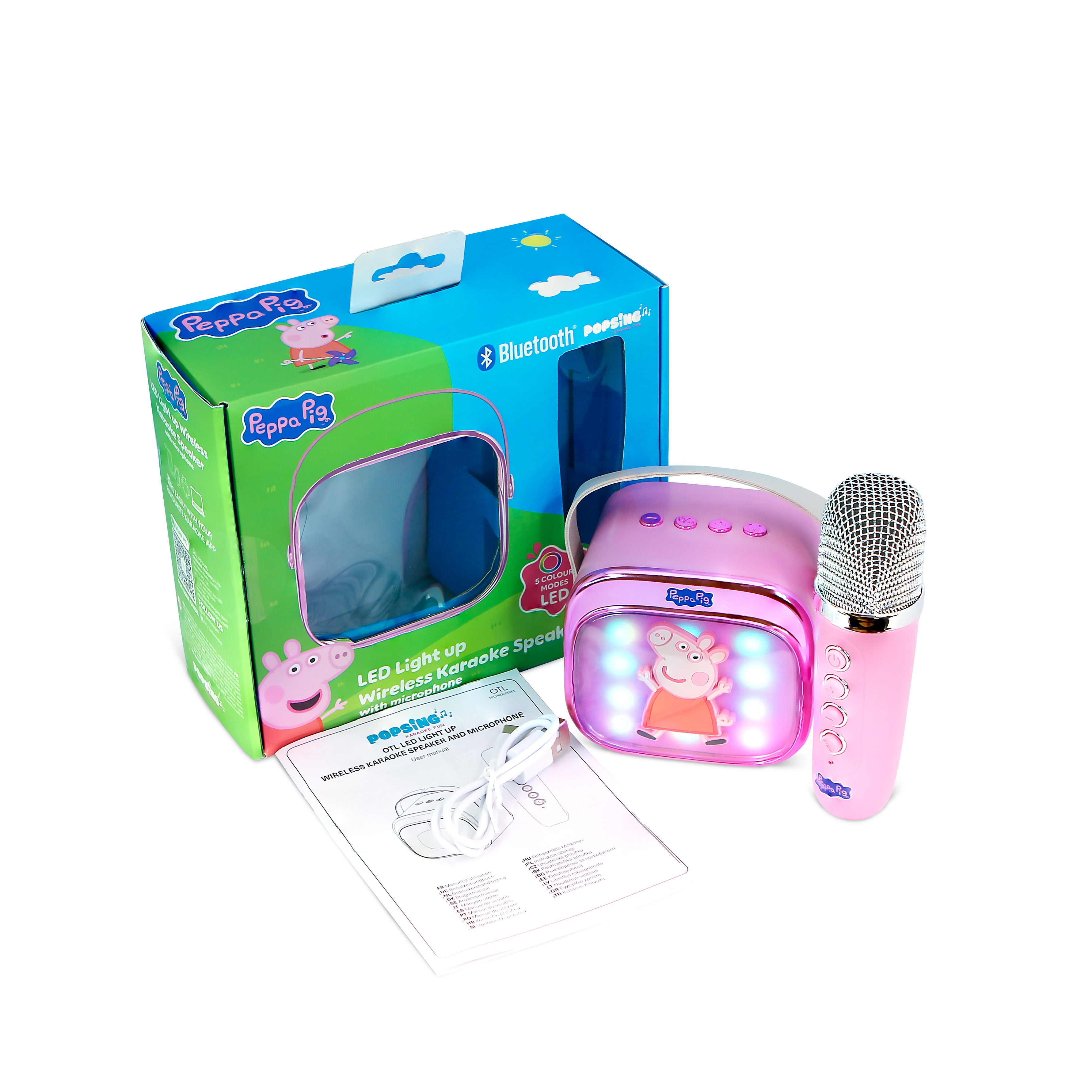 Peppa Pig PopSing LED Light-Up Wireless Karaoke Speaker & Microphone
