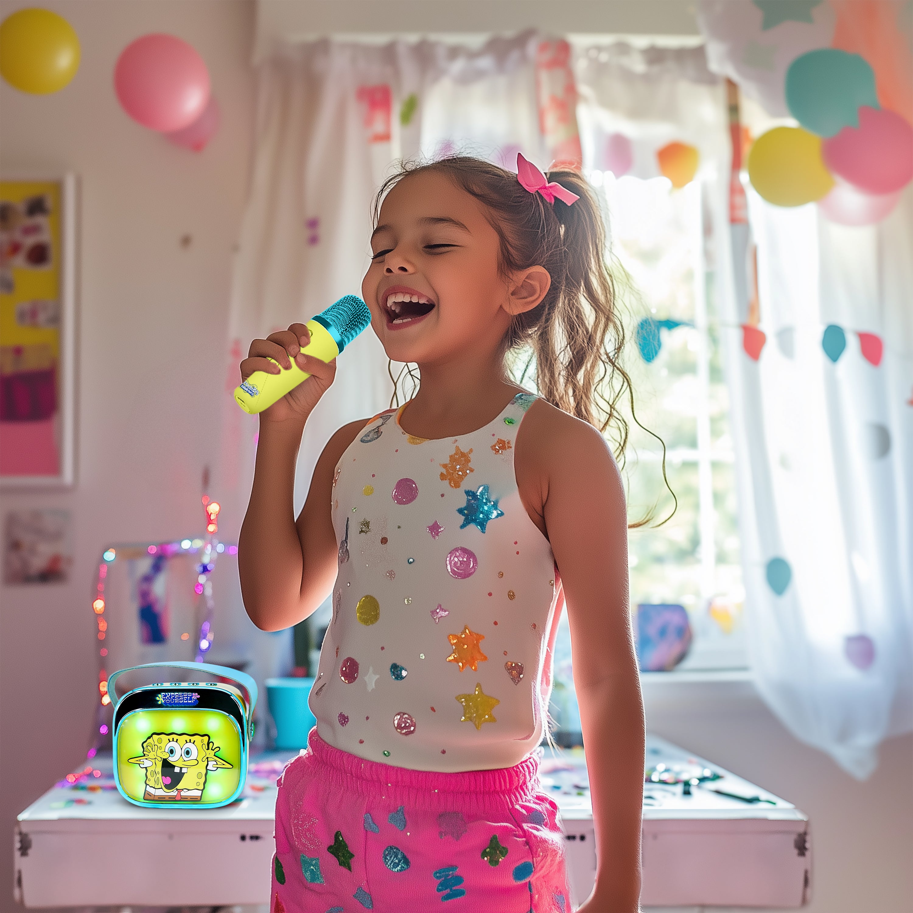 SpongeBob SquarePants PopSing LED Light-Up Wireless Karaoke Speaker & Microphone