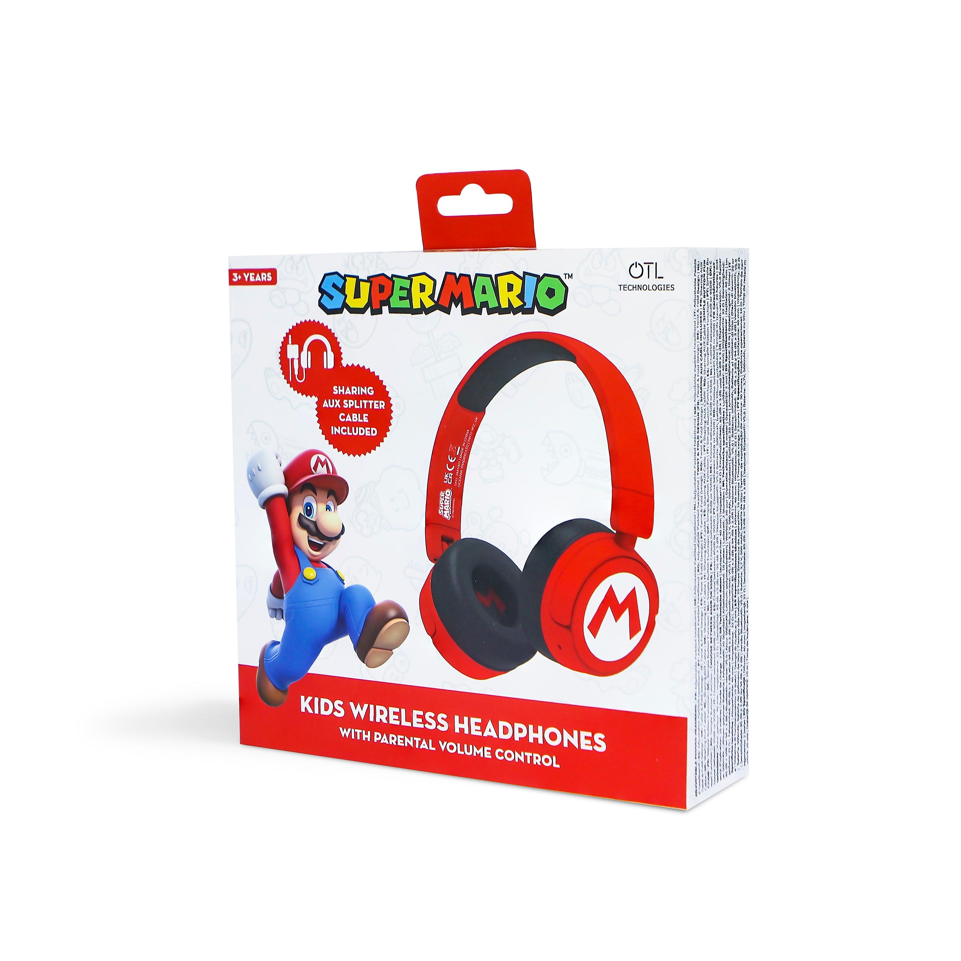 Super Mario Kids Wireless Headphones - Red - childrensheadphones.co.uk