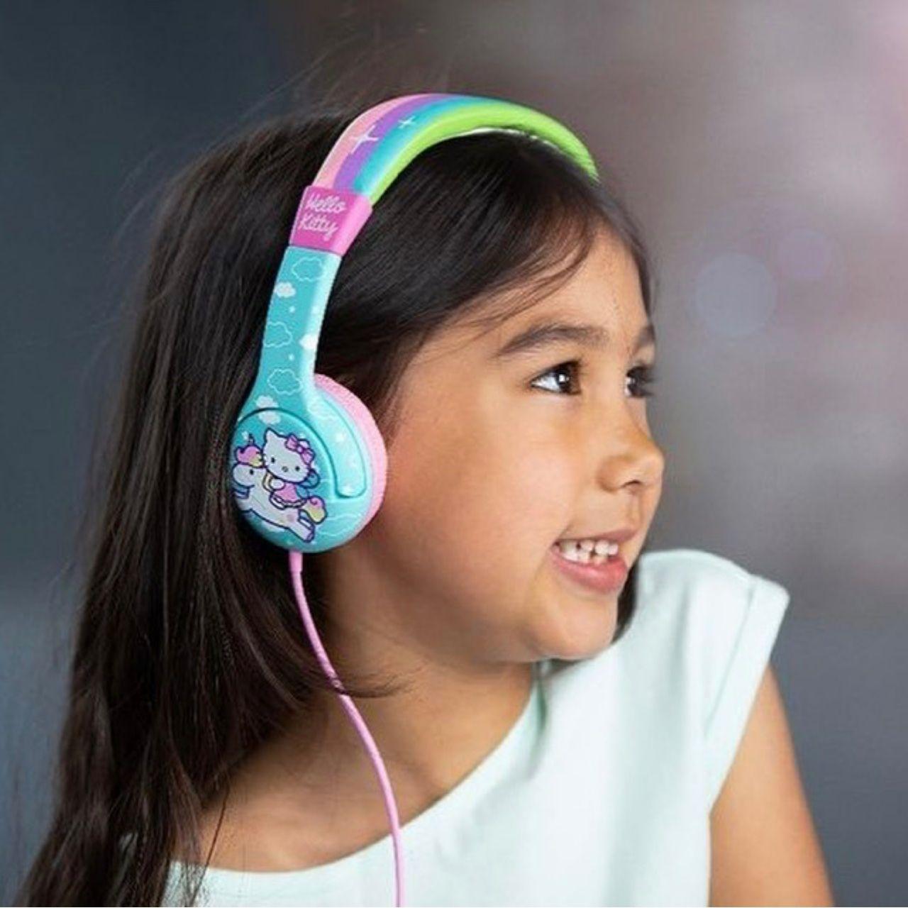 Hello Kitty Rainbow Unicorn Kids Headphones - childrensheadphones.co.uk