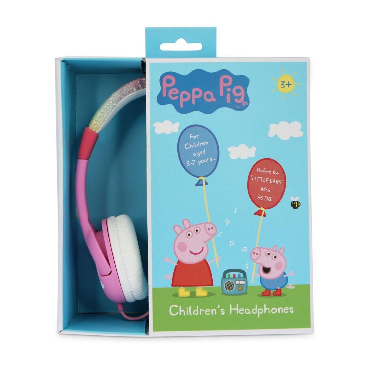 Peppa Pig Glitter Rainbow Peppa Pink Kids Headphones - childrensheadphones.co.uk