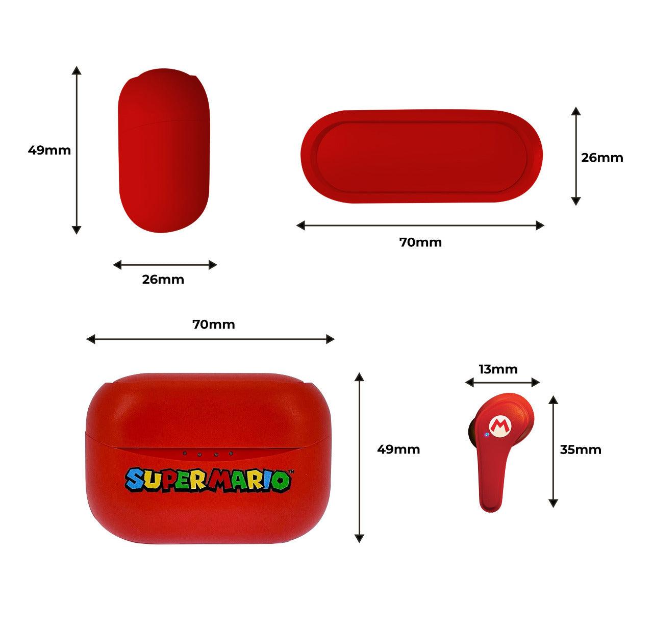 Nintendo Super Mario TWS Earphones Red - childrensheadphones.co.uk