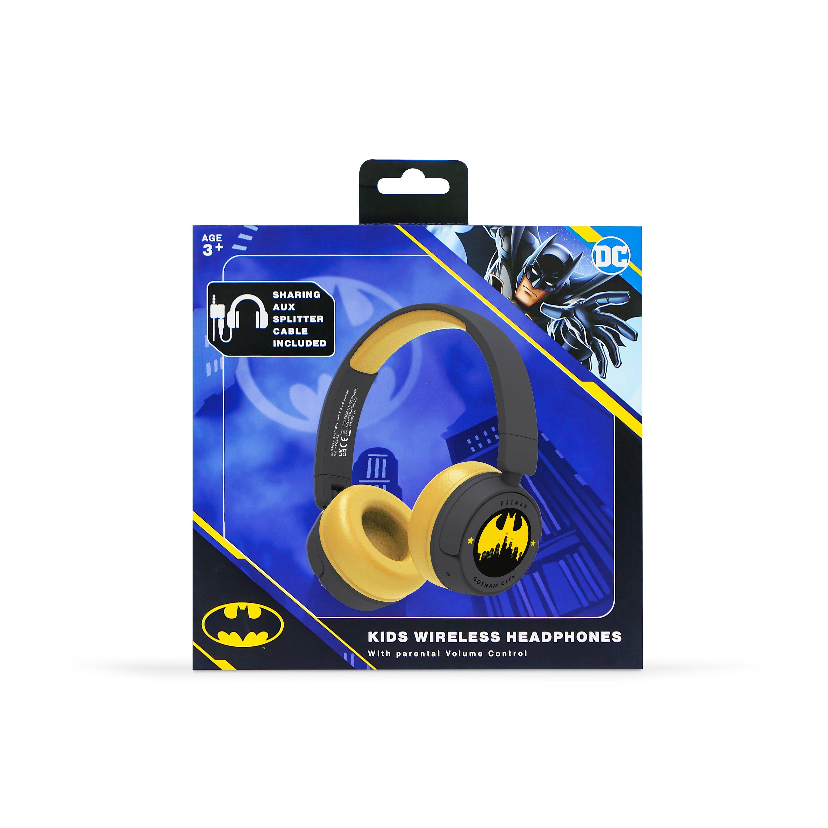 Batman Kids Wireless Headphones - Grey - childrensheadphones.co.uk