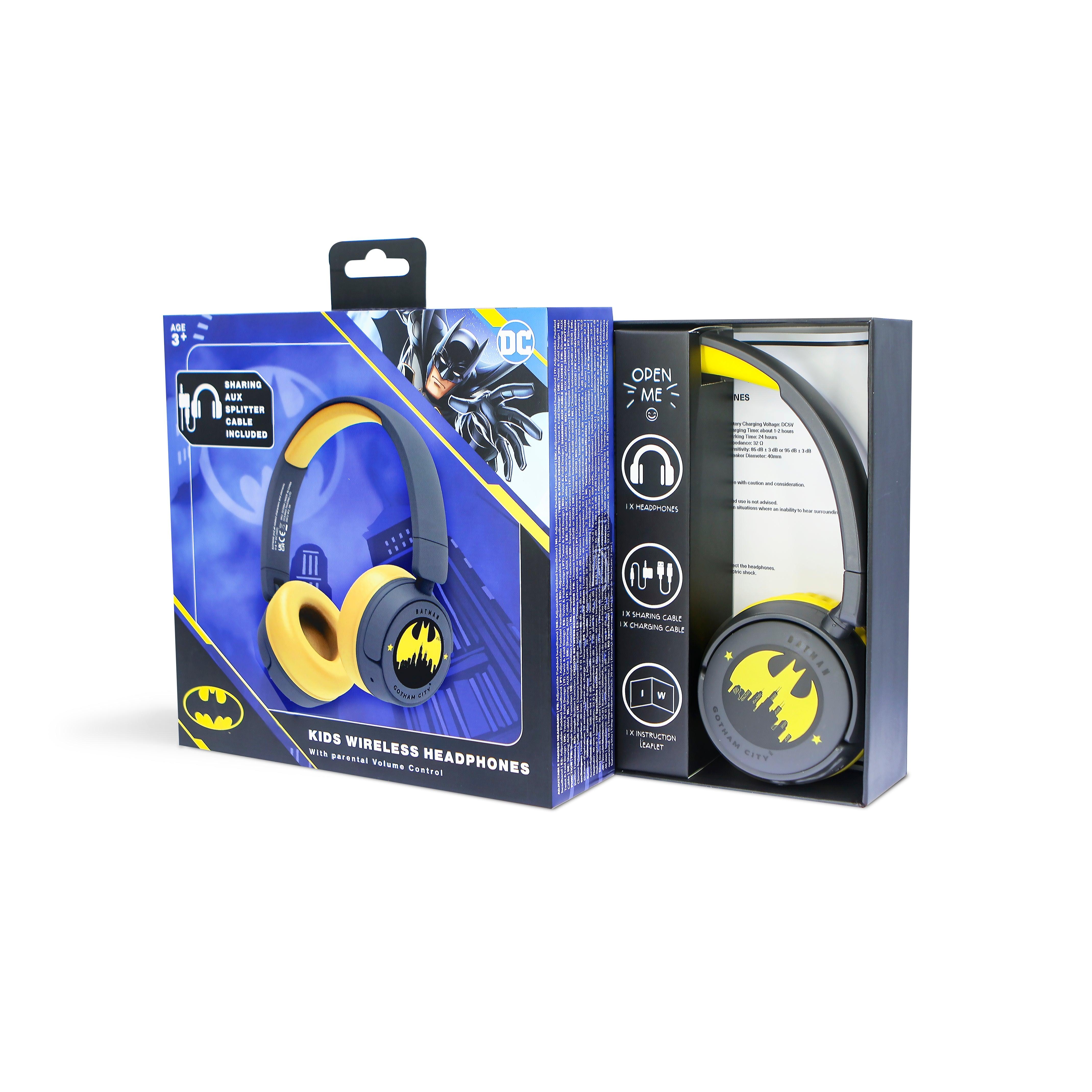 Batman Kids Wireless Headphones - Grey - childrensheadphones.co.uk