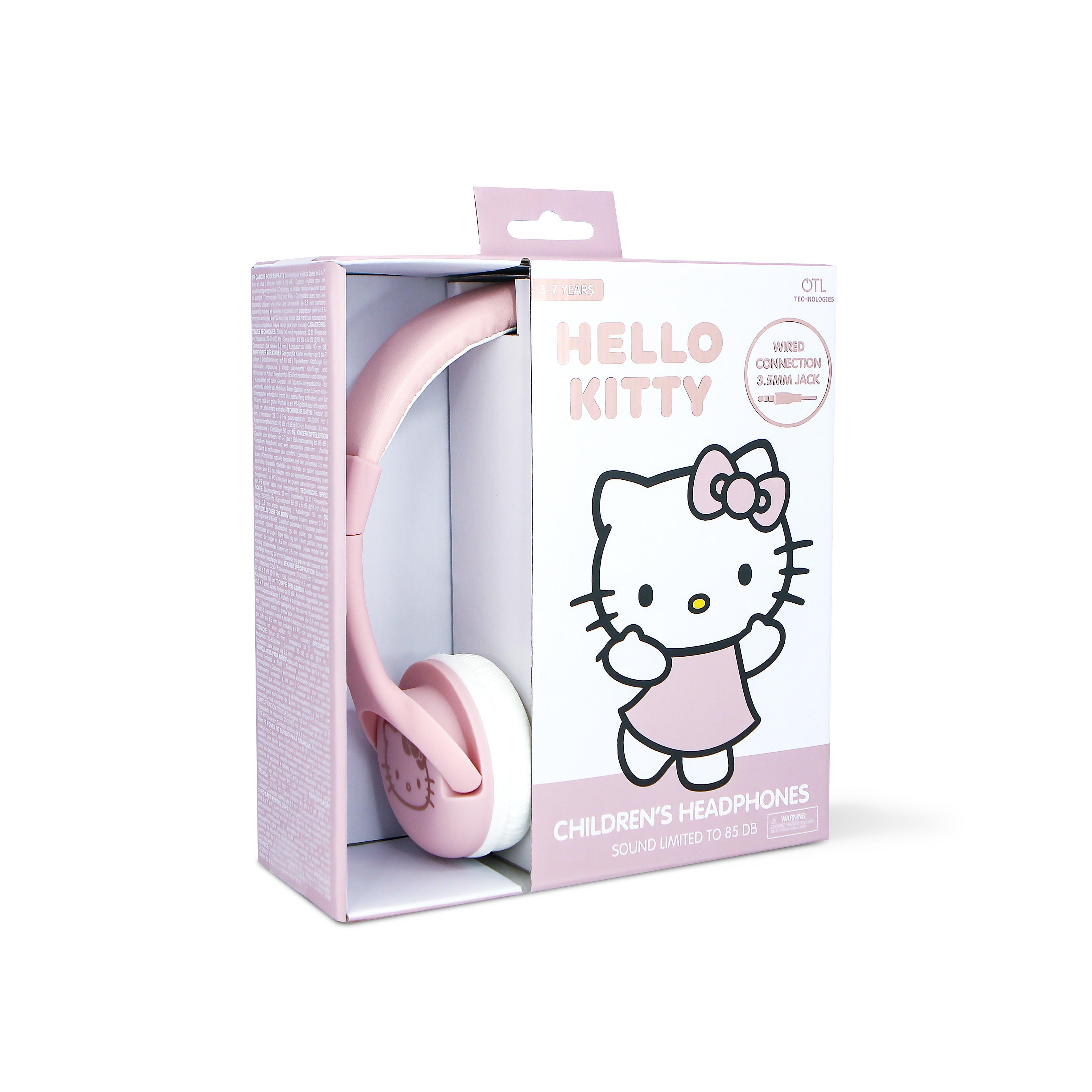 Hello Kitty Soft Pink & Rose Gold Kids Wired Headphones - childrensheadphones.co.uk