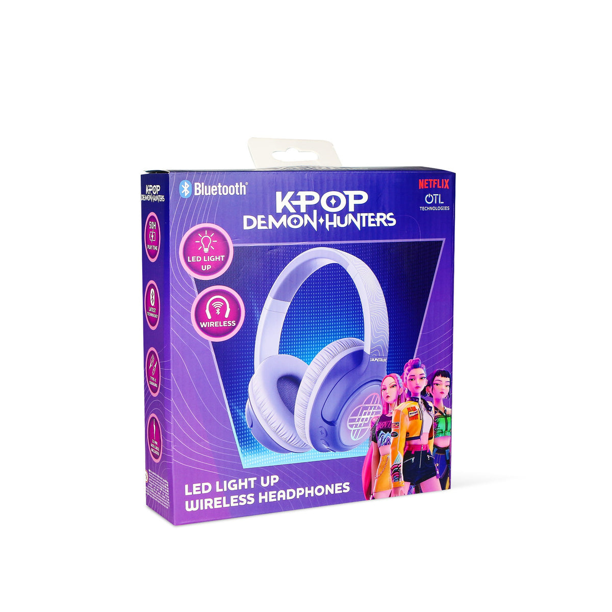 KPop Demon Hunters HUNTR/X LED Light-Up Wireless Bluetooth Headphones – Lilac