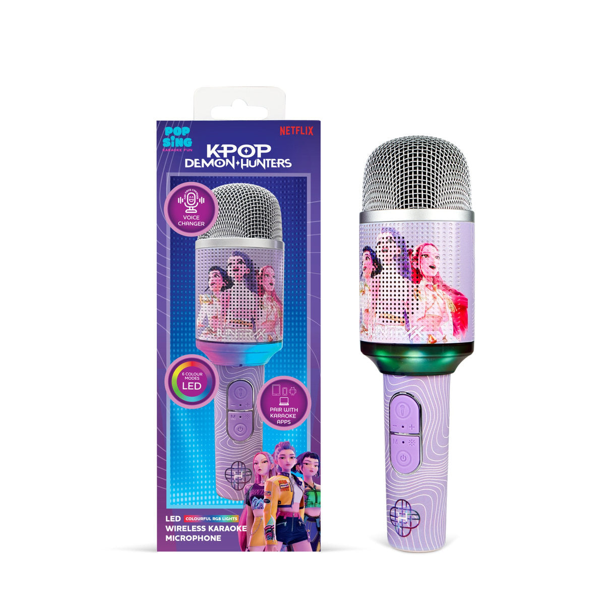 K-Pop Demon Hunters HUNTR/X PopSing KP9 LED Wireless Karaoke Microphone