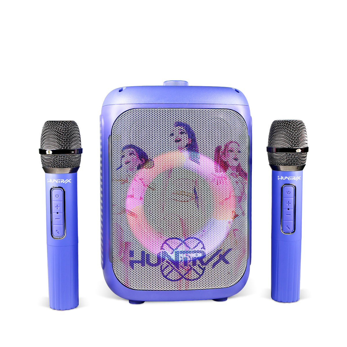 KPop Demon Hunters HUNTR/X PopSing Party Karaoke Set with 2 Wireless Microphones – Purple