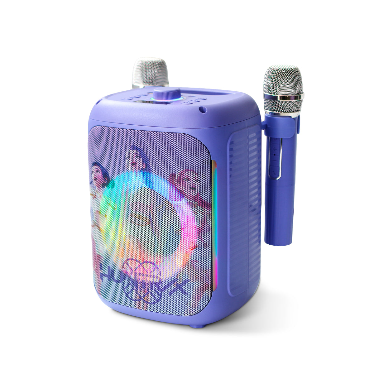KPop Demon Hunters HUNTR/X PopSing Party Karaoke Set with 2 Wireless Microphones – Purple