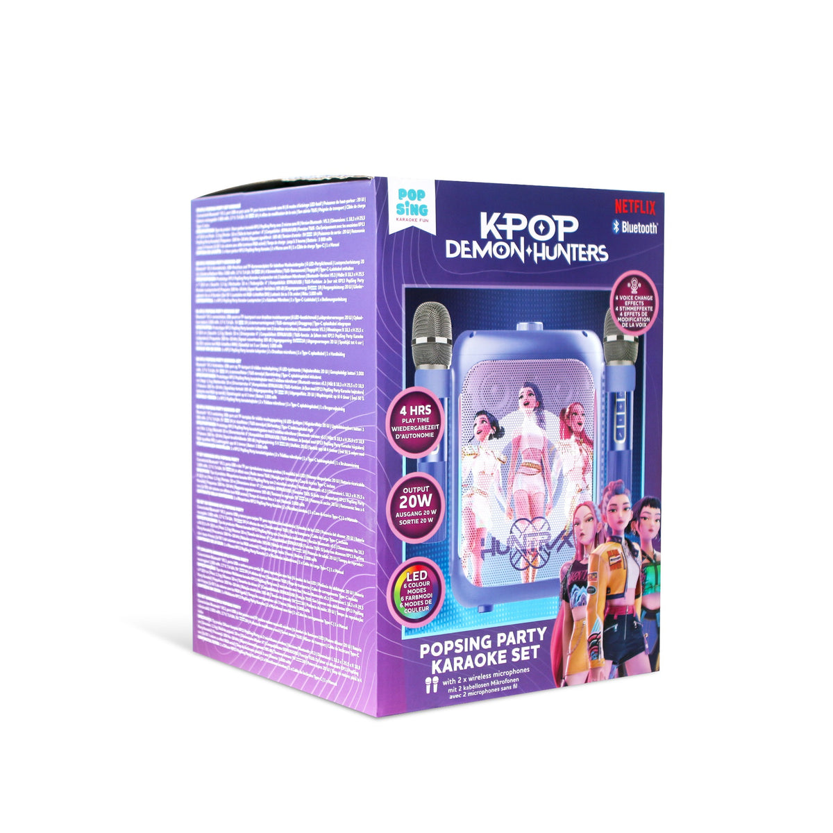 KPop Demon Hunters HUNTR/X PopSing Party Karaoke Set with 2 Wireless Microphones – Purple