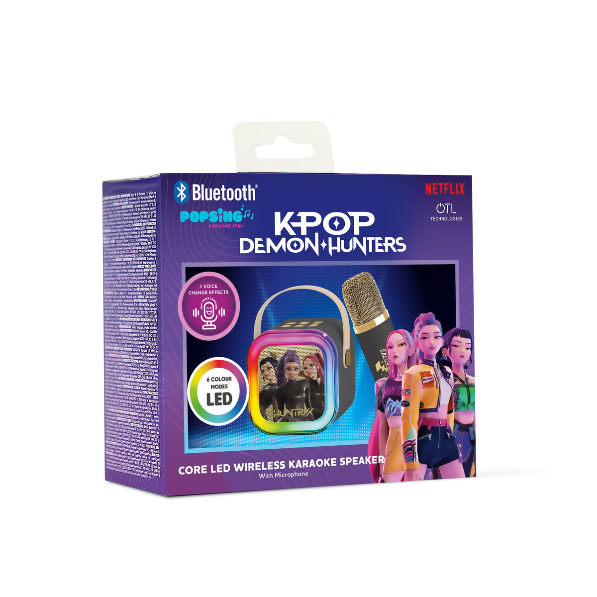 KPop Demon Hunters HUNTR/X LED Wireless Karaoke Speaker Set with 1 Microphone – Black