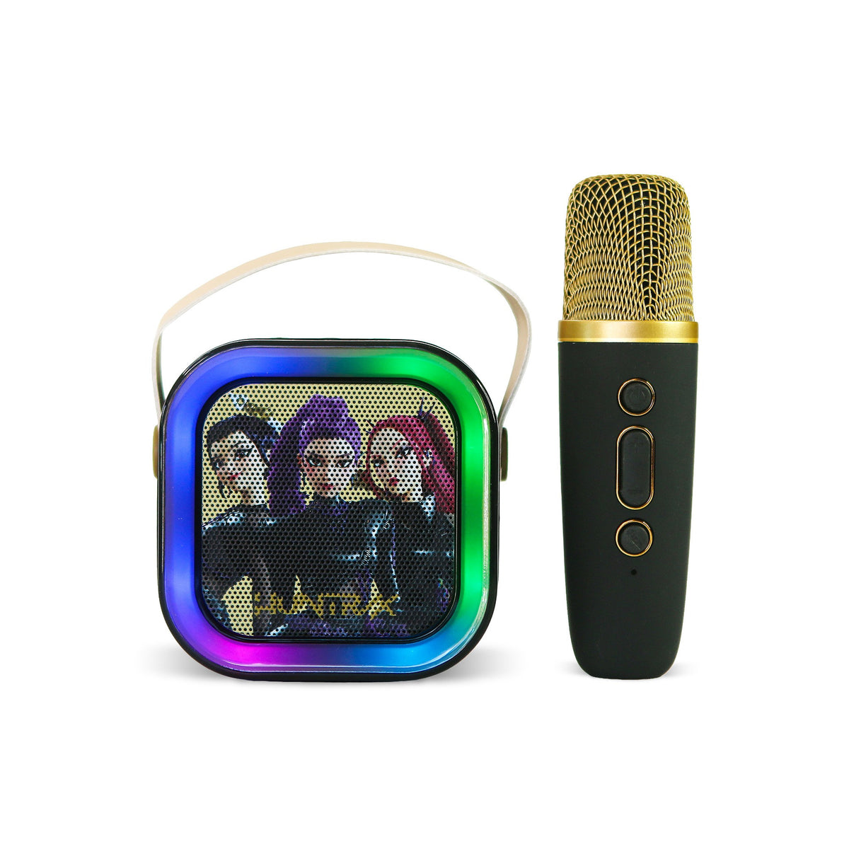 KPop Demon Hunters HUNTR/X LED Wireless Karaoke Speaker Set with 1 Microphone – Black