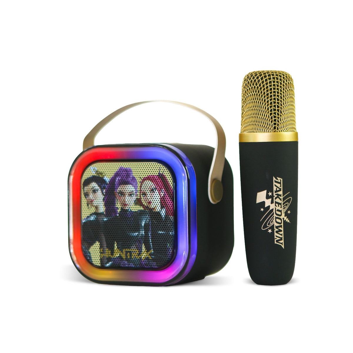 KPop Demon Hunters HUNTR/X LED Wireless Karaoke Speaker Set with 1 Microphone – Black