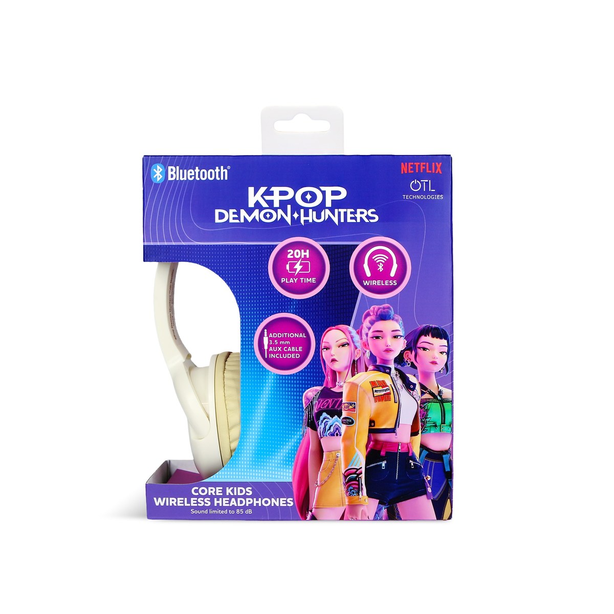 KPop Demon Hunters HUNTR/X Core Kids Wireless Bluetooth Headphones – Cream
