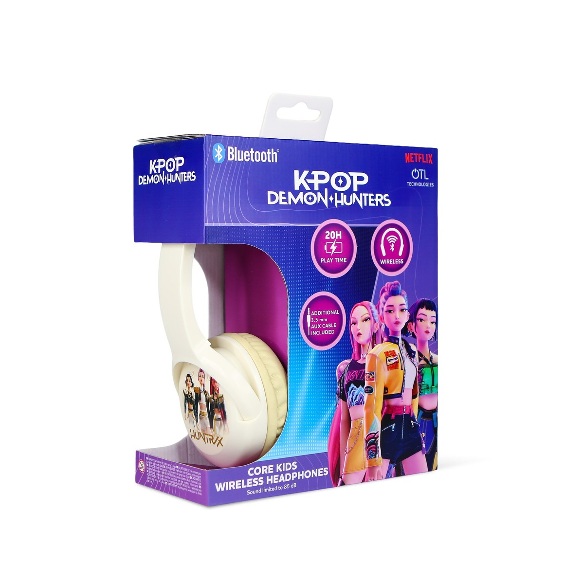 KPop Demon Hunters HUNTR/X Core Kids Wireless Bluetooth Headphones – Cream