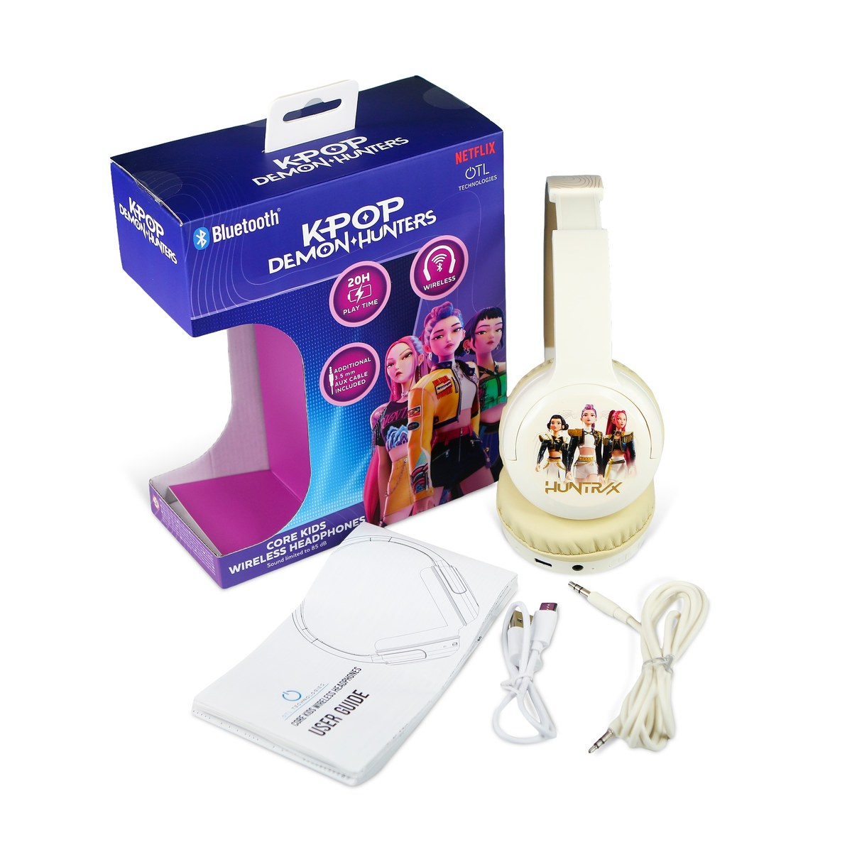 KPop Demon Hunters HUNTR/X Core Kids Wireless Bluetooth Headphones – Cream