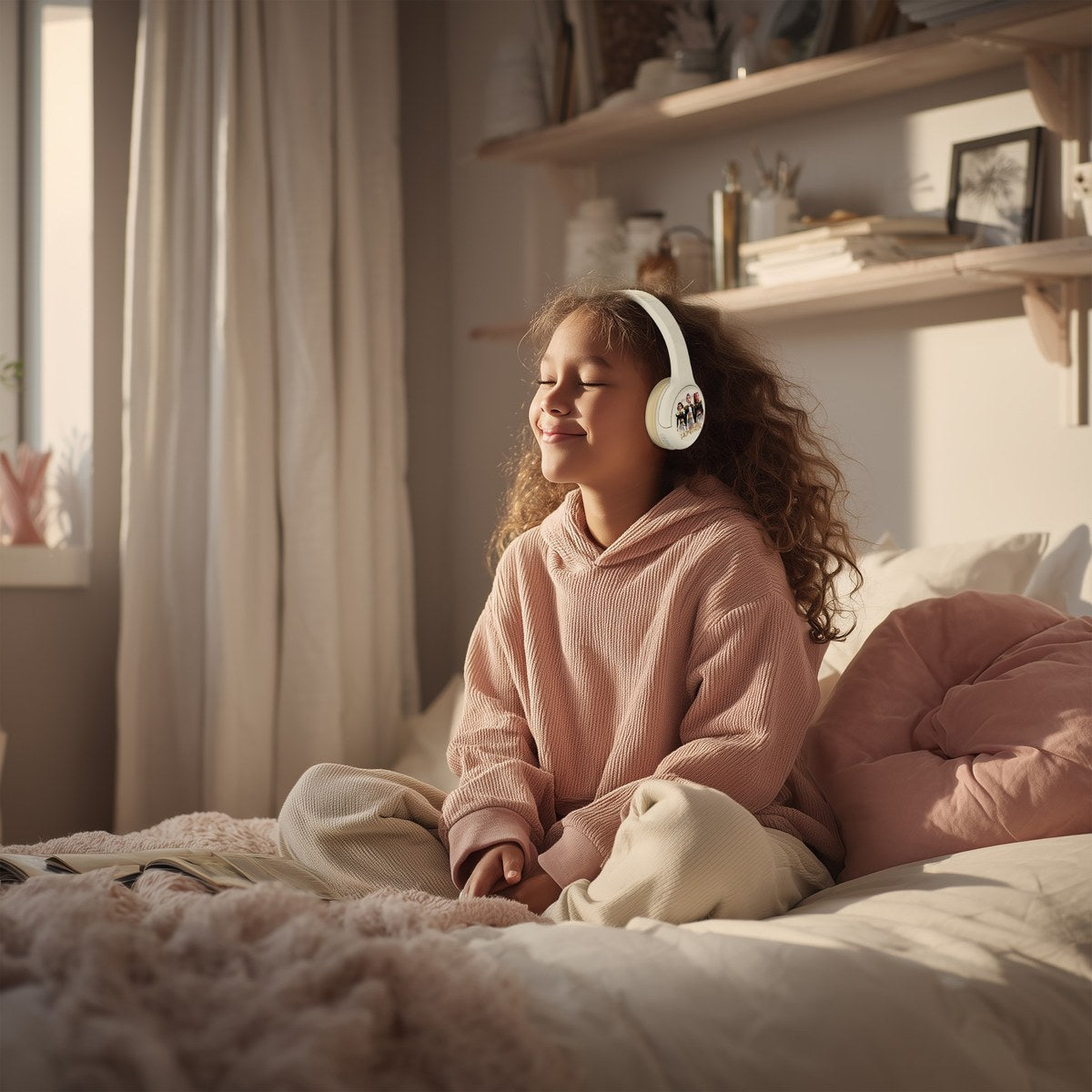 KPop Demon Hunters HUNTR/X Core Kids Wireless Bluetooth Headphones – Cream