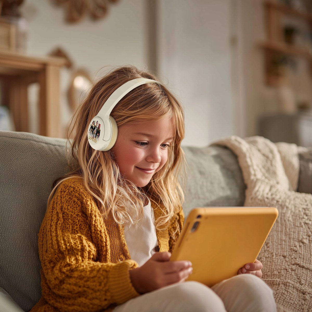 KPop Demon Hunters HUNTR/X Core Kids Wireless Bluetooth Headphones – Cream