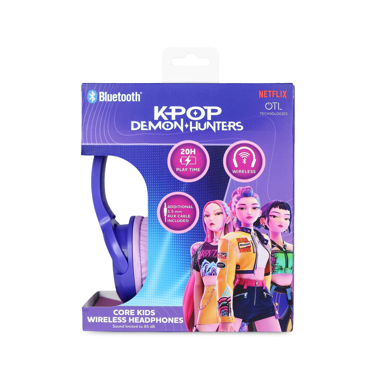 KPop Demon Hunters HUNTR/X Core Kids Wireless Bluetooth Headphones – Purple