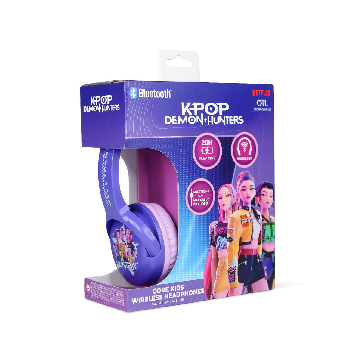 KPop Demon Hunters HUNTR/X Core Kids Wireless Bluetooth Headphones – Purple