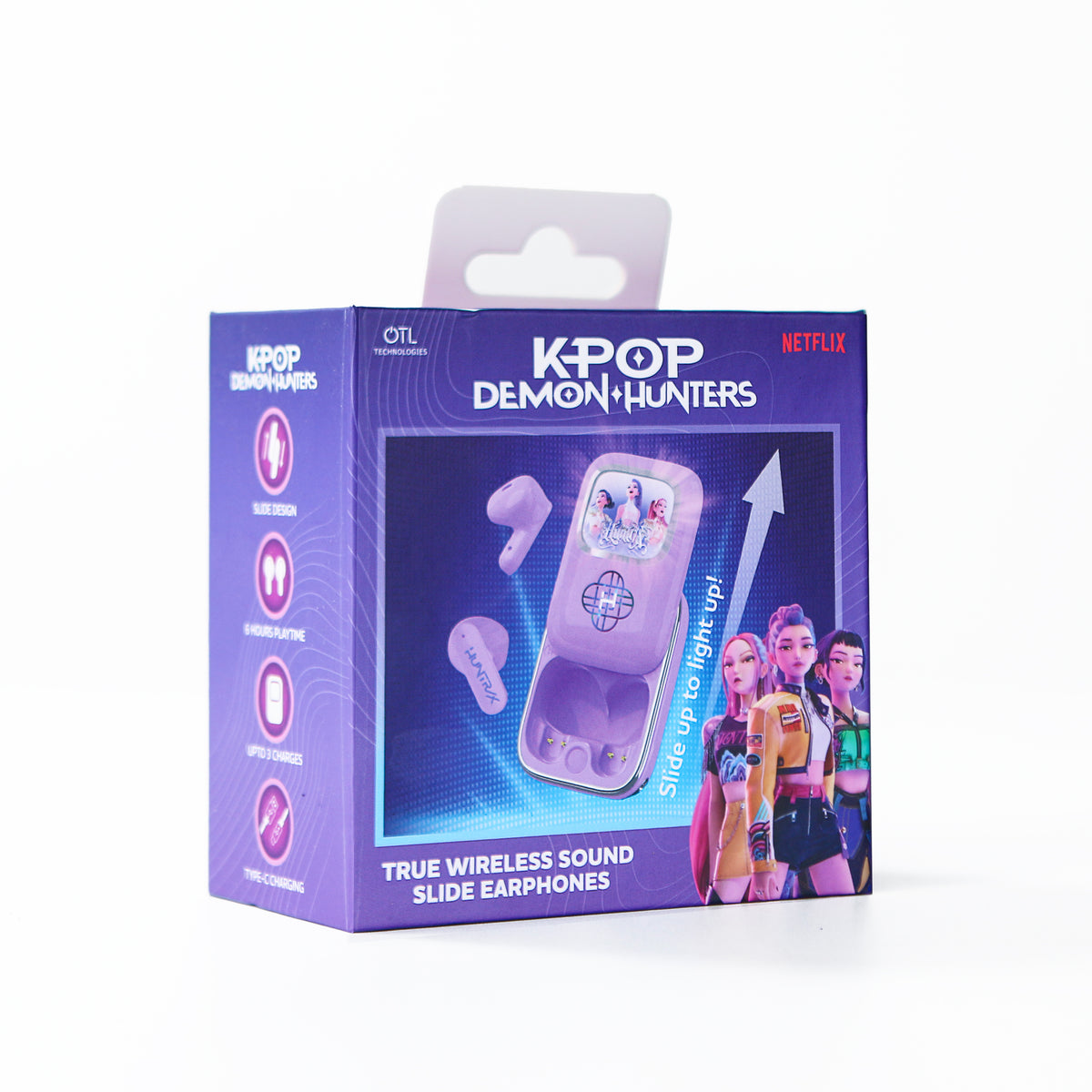 KPop Demon Hunters HUNTR/X Slide TWS Wireless Earphones – Purple