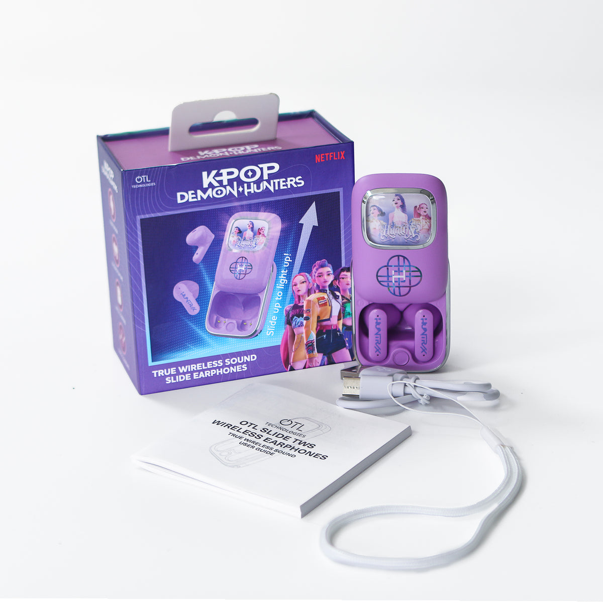 KPop Demon Hunters HUNTR/X Slide TWS Wireless Earphones – Purple