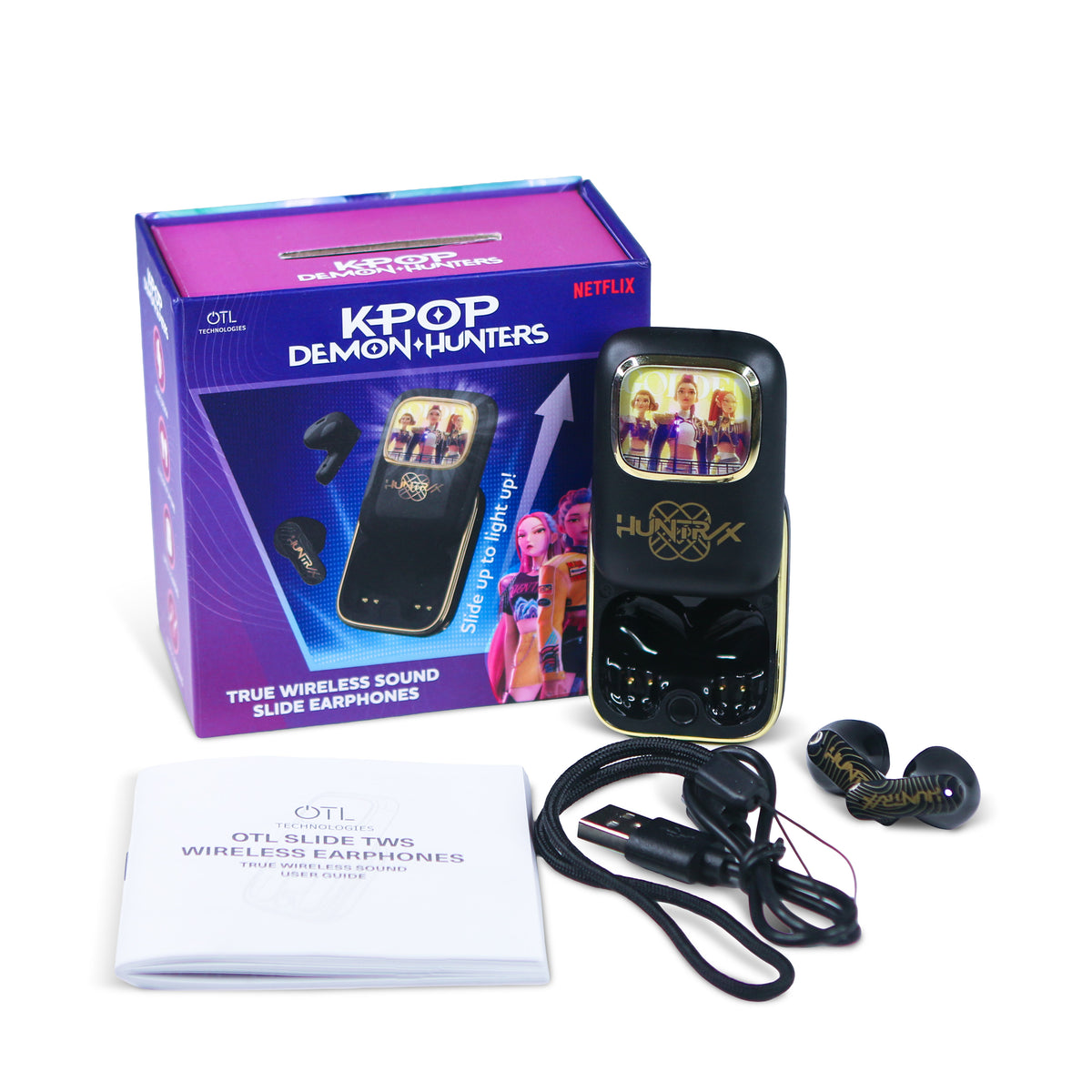 KPop Demon Hunters HUNTR/X Slide TWS Wireless Earphones – Black