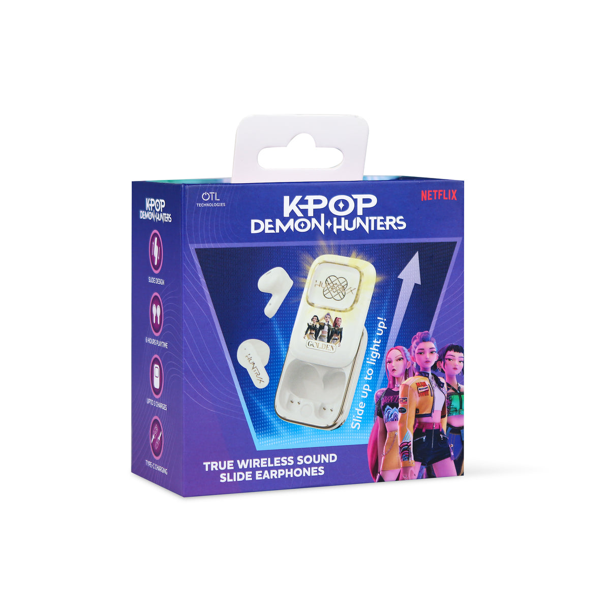 KPop Demon Hunters Golden HUNTR/X Slide TWS Wireless Earphones – Cream