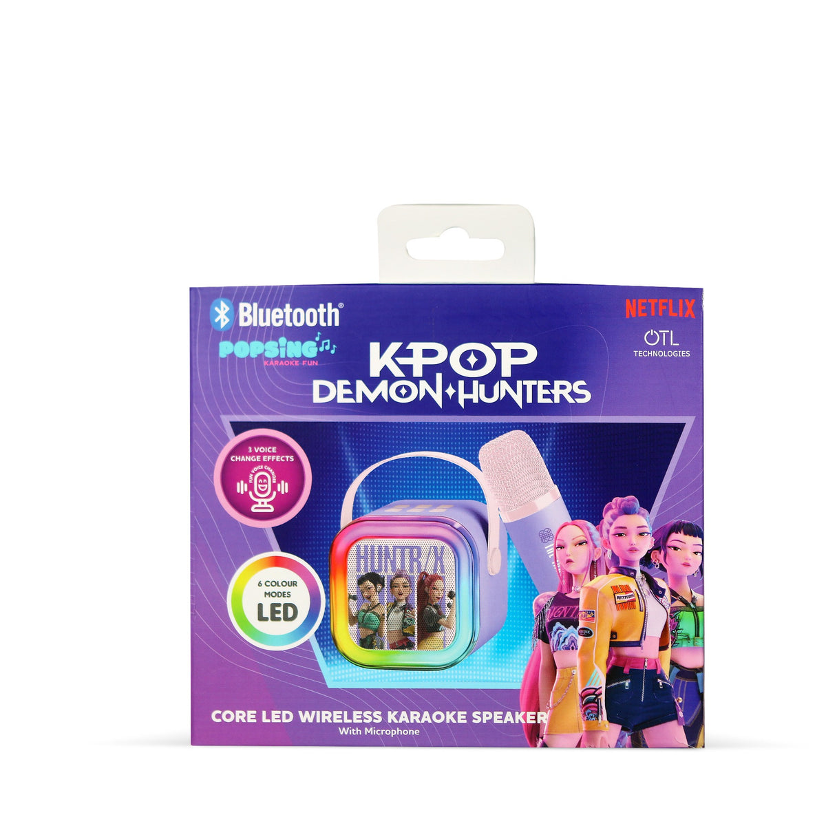 KPop Demon Hunters HUNTR/X LED Wireless Karaoke Speaker Set with 1 Microphone – Purple