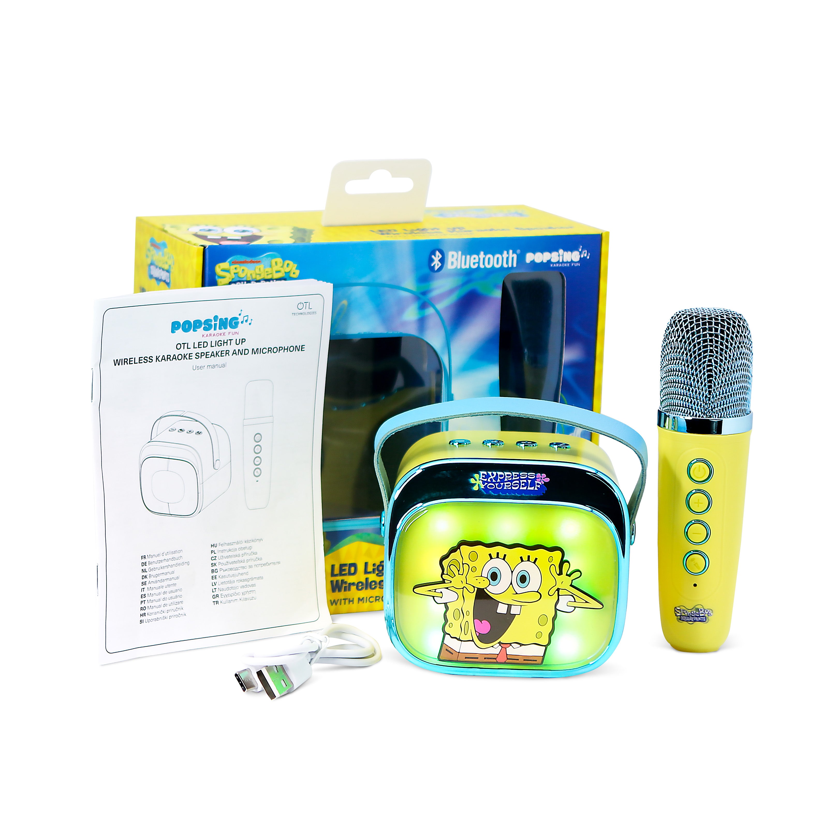 SpongeBob SquarePants PopSing LED Light-Up Wireless Karaoke Speaker & Microphone