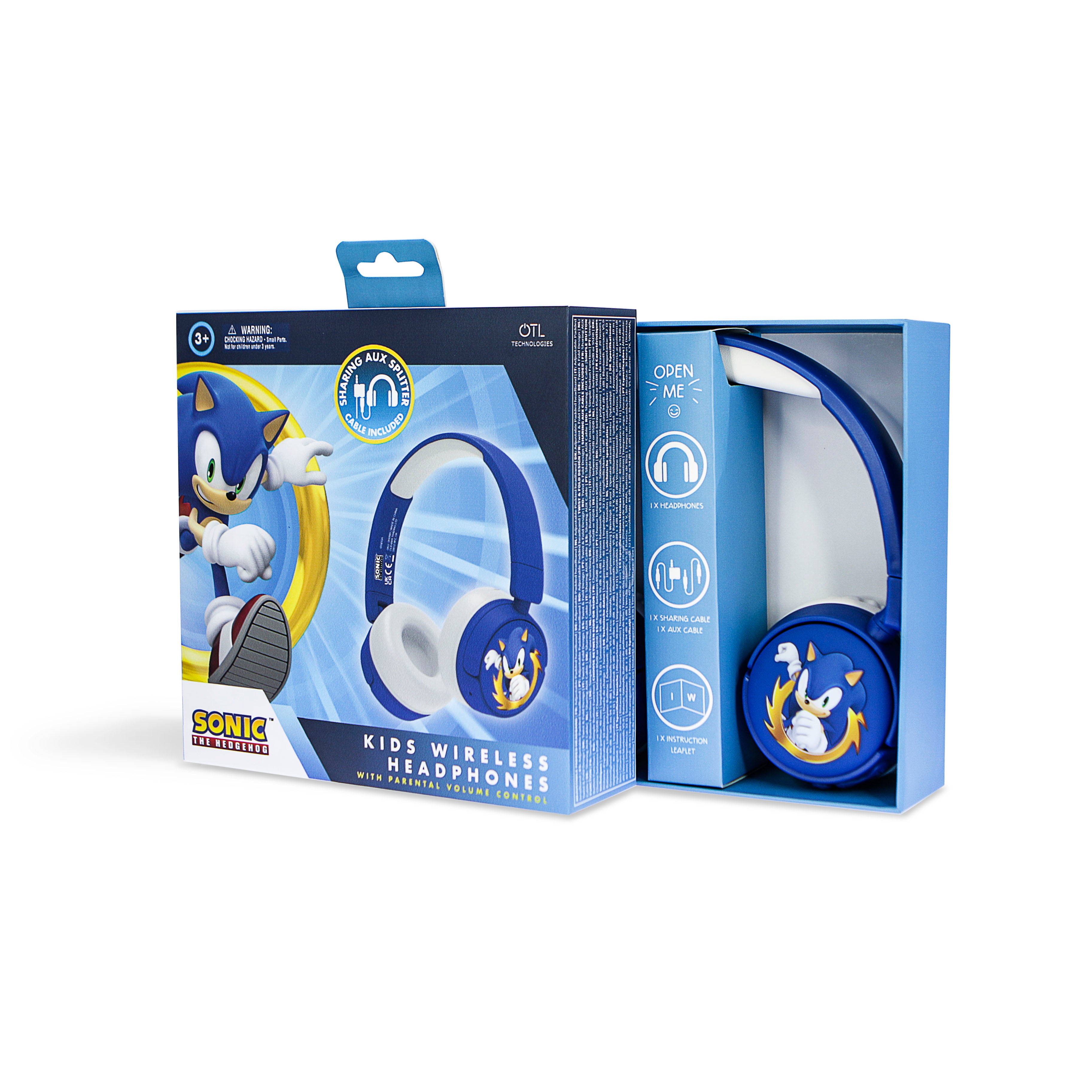 SEGA Sonic the Hedgehog Kids Wireless Headphones BL1078 - Blue